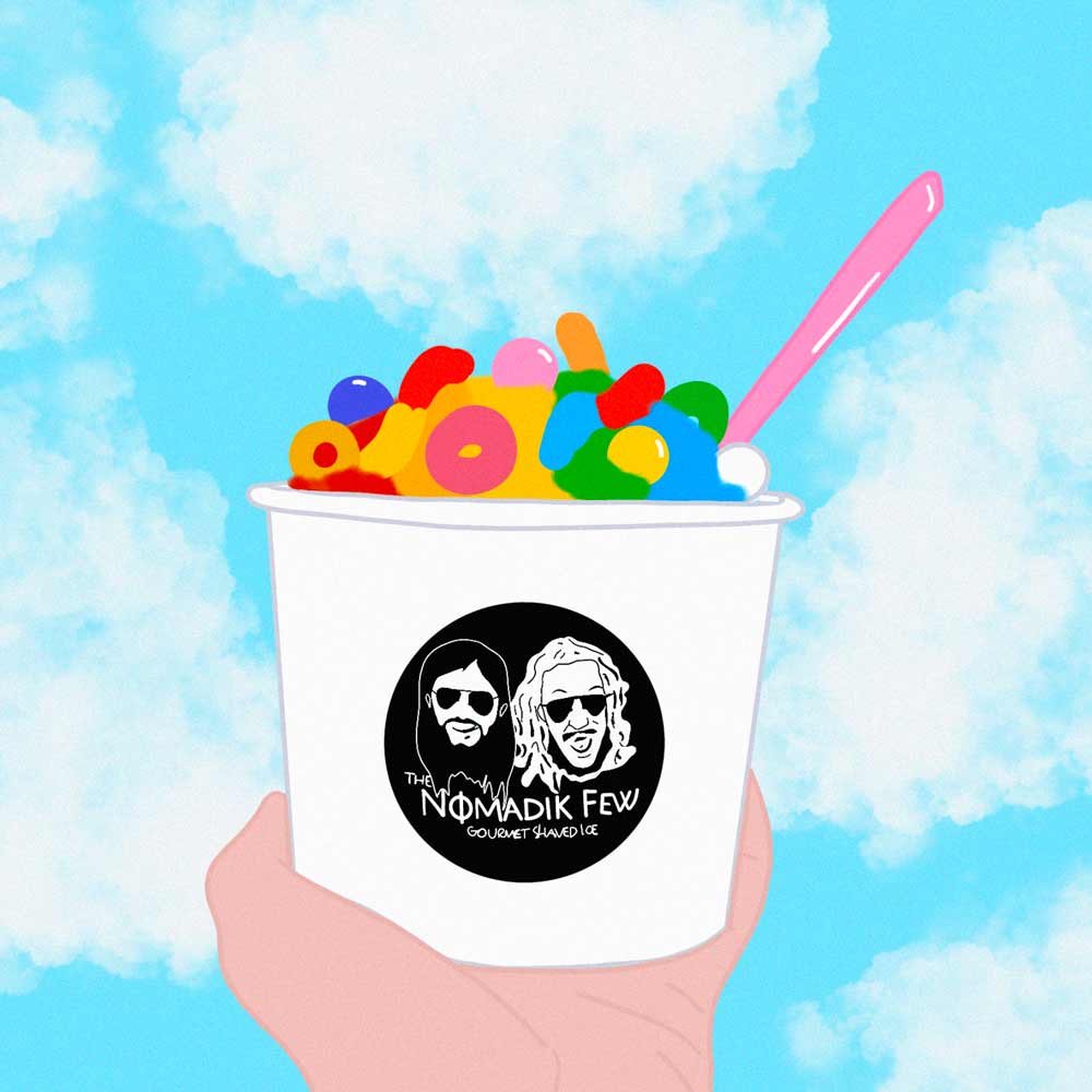 Illustrated shaved ice graphic for shaved ice catering in Piedmont, SC by The Nomadik Few