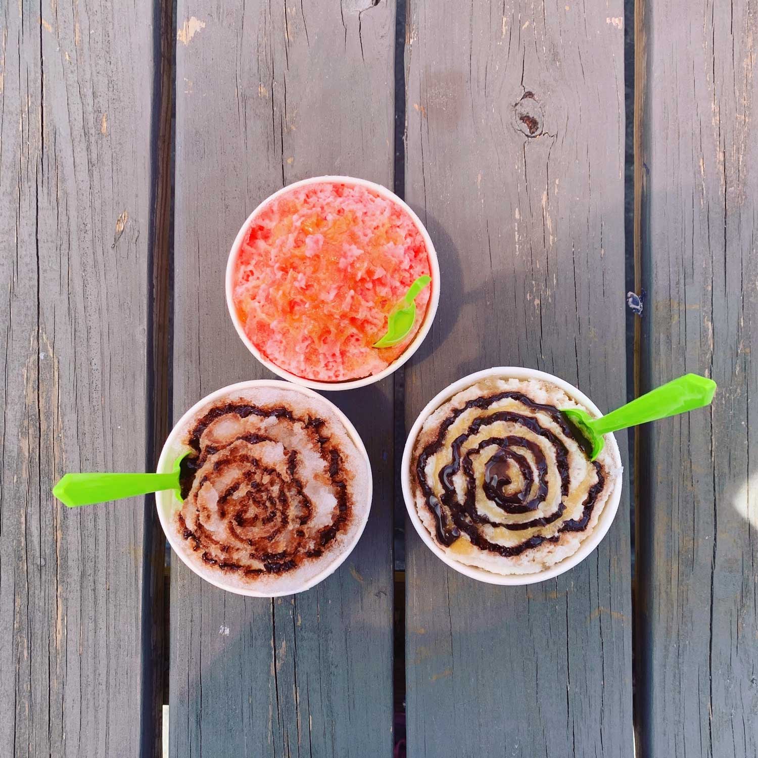 Bird’s-eye view of signature snow cream and gourmet shaved ice in Piedmont, SC